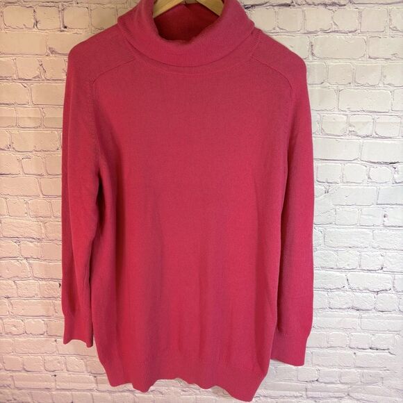 Lands End Rose Pink Oversized Romantic Cozy Turtleneck Sweater Size Large - Picture 1 of 10